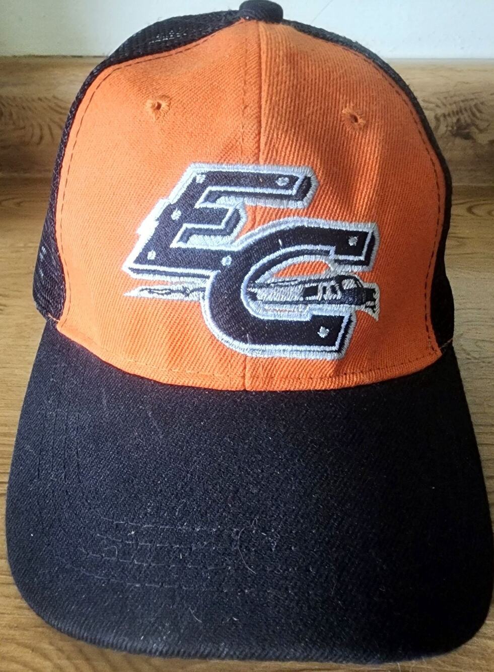 EC Embroidered Trucker Hat Orange Black Mesh Adjustable Snapback Baseball Cap K